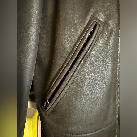 Ralph Lauren Dark Brown Leather Motorcycle Jacket - Picture 5 of 12